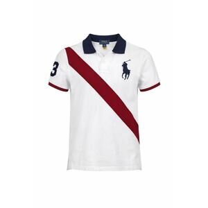 Polo Ralph Lauren Boys Big Pony Polo Shirt White Red Stripe #3 Size M 10-12